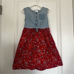 Blueberi Boulevard Blue and Red Pleated A-Line Sundress